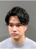 ビジネスツーブロック マッシュパーマ かき上げアップバング