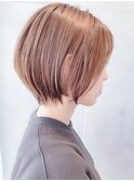 【Say.福岡】ショートボブ×大人可愛い×ベージュ×ぱっつん前髪