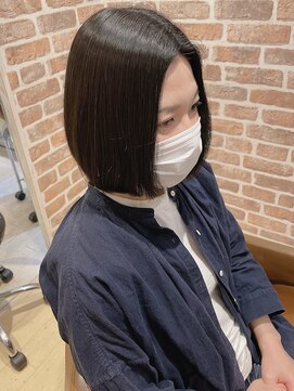 コーエン(cowen) ミディアムボブ縮毛矯正オフィスヘア黒髪似合わせカット美髪