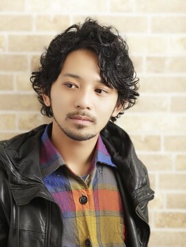 プレジール (Plaisir) メンズ黒髪パーマビジネススタイルブルーブラック