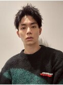 スパイキーショートツーブロックブルーブラックスペインカール2