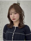 ラベンダーベージュ×ミディアム×レイヤー