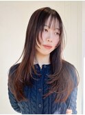 ロング顔周りレイヤーくびれヘア_ba537253