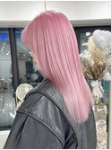 ダブルカラーピンクベージュベージュカラーケアブリーチレイヤー