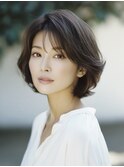 ☆ホワイトグレージュミニウルフデジタルパーマチェリーブラウン