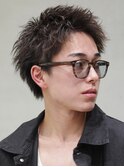 心斎橋スパイキーパーマビジネスヘアフェザーショートパーマ緩め