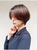 前下がりショート/丸みショート/オリーブベージュ/大人キレイ