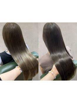 ダメージを最小限にしたオリジナル薬剤を調合！栄養分を補給しながらの縮毛矯正でサラサラでまとまる髪に◎