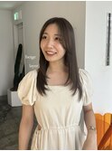 バレイヤージュボブヘアセミロング前髪タッセルボブ姫カット