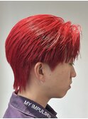 赤髪ニュアンスセンターパート韓国ヘア