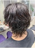 パーマ、ウルフ、メンズヘア、ゆるいパーマ