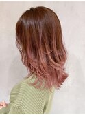 ピンクグラデーション_グレージュカラー_ba325082