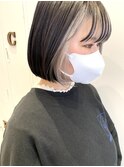 インナーカラー ホワイト ボブ