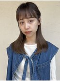 ベージュカラー/オリーブベージュカラー/切りっぱなしミディアム