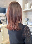 福山市美容室Caary人気 艶サラナチュラルストレートピンクカラー