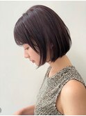 首元が綺麗に見えるスリークボブ_くすみカラー/ラベンダーカラー