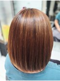 30代40代50代60代　カラー毛　ミディアムボブ　エアーストレート