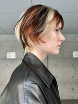 レコ 渋谷(LECO)&nbsp;デザインカラーショートレイヤーコントラストオレンジヘア