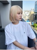 ○ハイトーンボブ　レイヤーボブ　切りっぱなし　前髪カット