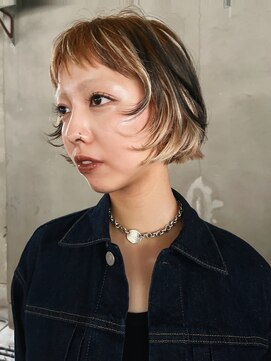 ユルクメゾンシティ 名古屋(JURK MAISON CITY) 【mai style】レイヤーボブ 三毛猫デザインカラー