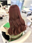 コーラルピンクピンクベージュブリーチなしダブルカラー