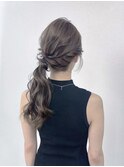 サイドポニーテール/編み込み/結婚式/ヘアセット/銀座/新橋/東京