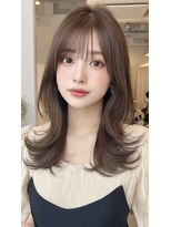 ノイエ 原宿 北参道(NoIE)&nbsp;レイヤーカットハッシュカットシースルーバングミルクベージュ