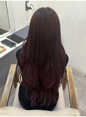 スーパーロングのワインレッドカラー