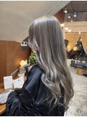 ケアブリーチミルクティーグレージュレイヤーカット韓国ヘア岡山