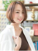 かきあげ前髪暖色系カラー前下がり丸みボブh4北浦和20代30代40代