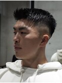 MEN'S/アップバングショート×フェード/ビジネスヘア