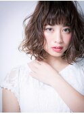 *mod's上尾*オン眉×とろみカール★アシンメトリー小顔ボブディx