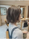 ハイライト/グレージュ/切りっぱなし/ボブ/