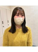 オリーブベージュ×切りっぱなしロブ【四日市】