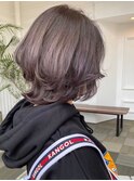 郡山ハイトーンカラーレイヤーカットミルクティーベージュカラー