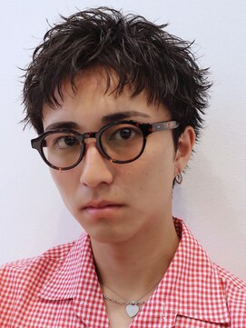 オーシャントーキョー 仙台(OCEAN TOKYO) 黒髪アップバングワンカールパーマショートビジネスツーブロック