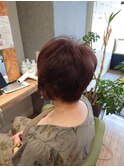 大人可愛いくせ毛風パーマ丸みショートボブブリーチなしベージュ