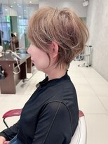 アース 栄店(HAIR&MAKE EARTH) earthショートレイヤーボブミルクティー丸みショートボブ