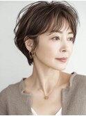 大人可愛い40代50代くびれショートボブ丸みショート