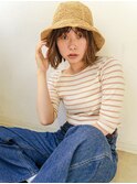 切りっぱなしボブ/くせ毛風/ゆる巻きスタイル