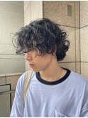 ミディアムウルフ/メンズカット/メンズパーマ/波巻きパーマ