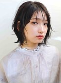 ショートボブ シースルーバング 顔周りレイヤー