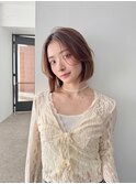 前髪なしボブ/ワンレンボブ/切りっぱなしボブ内巻き