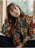 20代30代40代暗髪艶感ベージュレイヤーミディアム