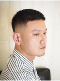 黒髪スパイキークロップスキンフェード/王道メンズ刈り上げ