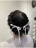 編み込みツインアップ