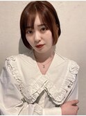 ピンクベージュ×ショートボブ