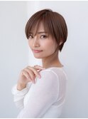 20代30代大人かわいい/小顔ショートボブ/シルキーベージュ