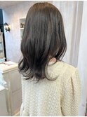 福山人気caaryモテ髪セミロング透明感グレージュブリーチなし