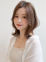 前髪 アンブレラカラー こなれミディ イメチェン ウェーブパーマ